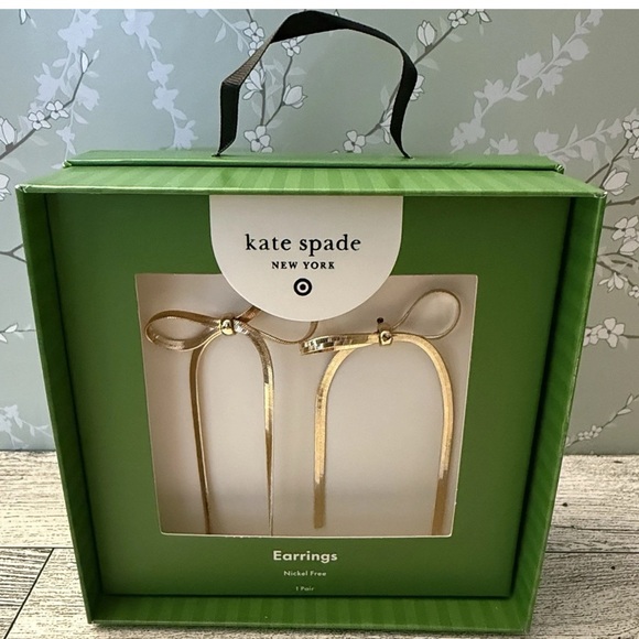 Kate Spade New York x Target Bow Linear Drop Stud Earrings Gold Tone NIB - Picture 4 of 6
